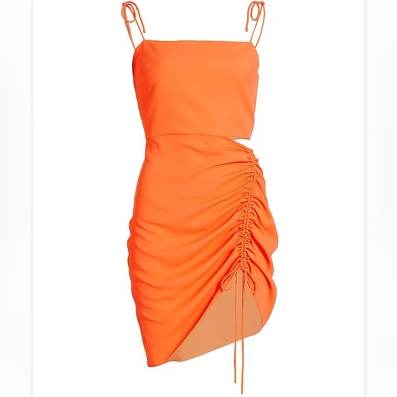 NWT Amanda Uprichard Aubriella Cutout Ruched Mini Dress Sorbet ($216) - Medium - Picture 1 of 6